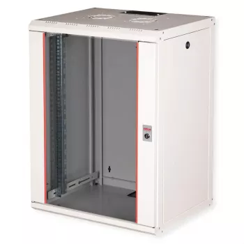 Nástenná 19-palcová racková skriňa ROLINE Pro 16U 600x450 mm, sivá, kľúčový zámok, IP20