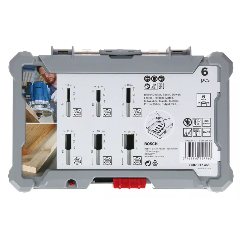 Bosch Sada fréz (drážkovacie frézy), 6 ks, stopka 6 mm, 2607017465