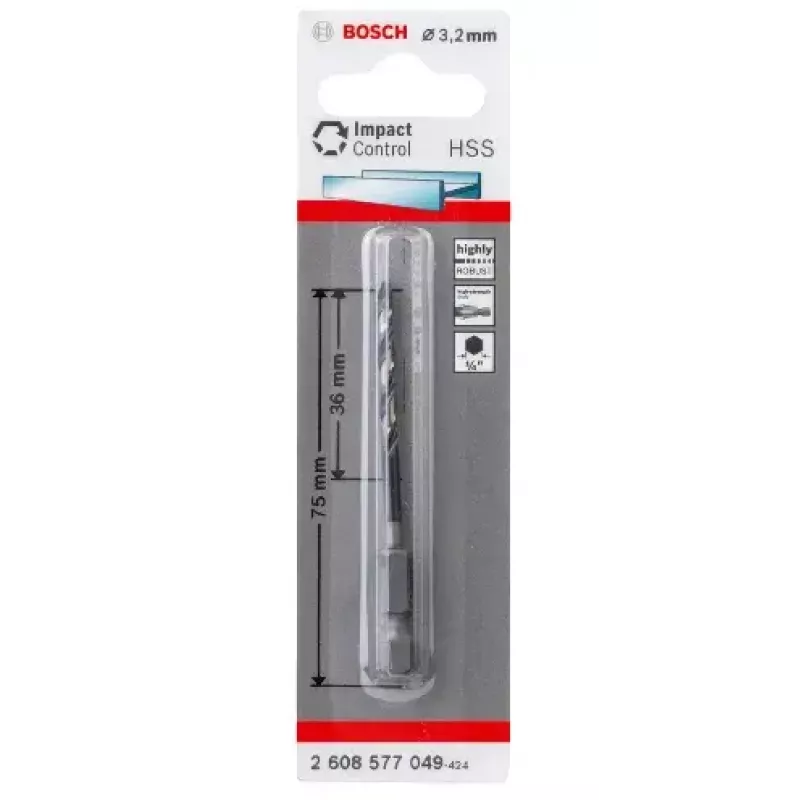 Bosch 2608577049 Špirálový vrták do kovu HSS 3,2 mm, 75 mm, DIN 338