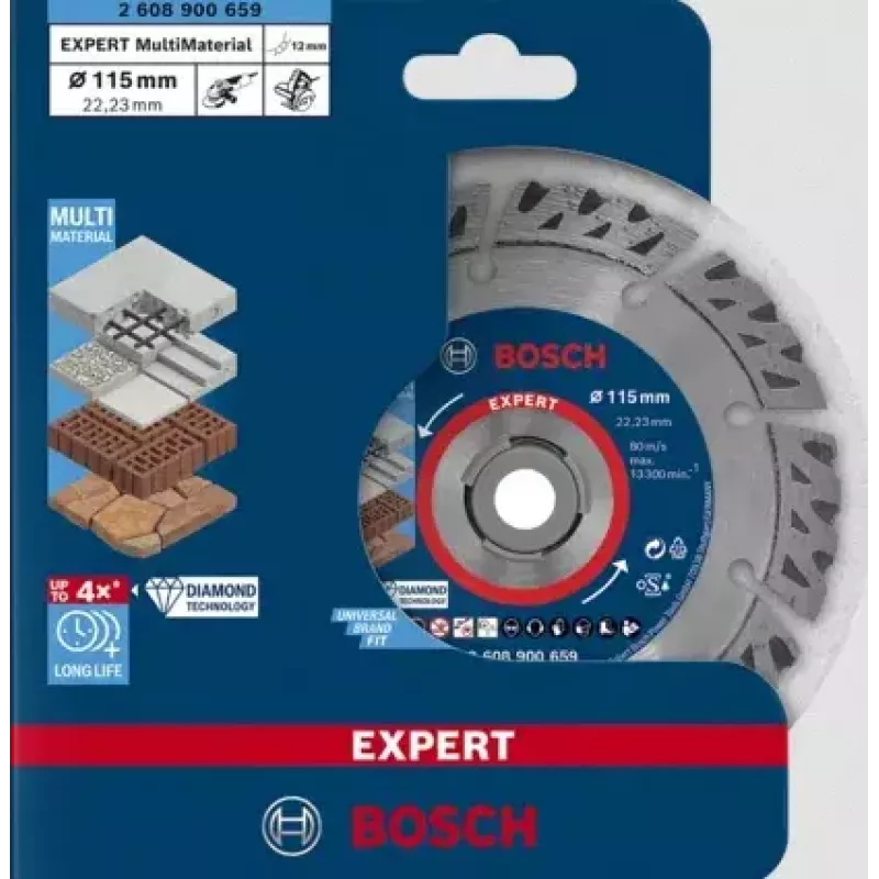 Bosch 2 608 900 659 Expert Multi Material diamantový rezný kotúč, 115 x 22,23 mm, na betón, železobetón, tehly, strešné škridly