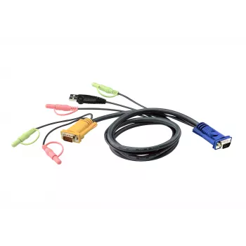 ATEN USB KVM kábel 3m, 3 m, VGA, čierny, HD-15, USB A, 2 x 3,5 mm, HDB-15, 2 x 3,5 mm, konektor samec