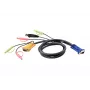 ATEN USB KVM kábel 3m, 3 m, VGA, čierny, HD-15, USB A, 2 x 3,5 mm, HDB-15, 2 x 3,5 mm, konektor samec