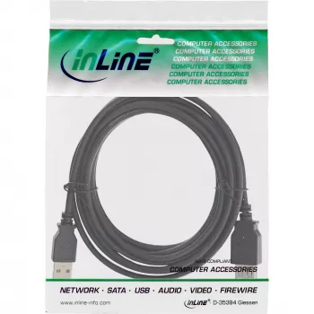 USB 2.0 predlžovací kábel Type-A konektor samec/samica InLine 34618B 1,8 m čierny