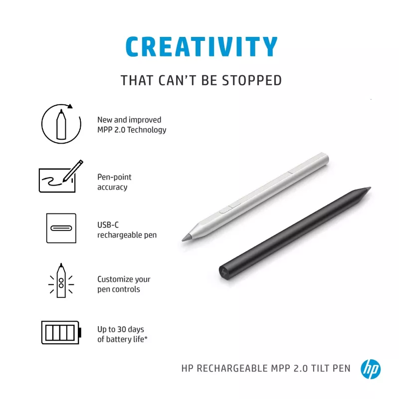 HP nabíjateľné MPP 2.0 Tilt pero (čierna), notebook, HP, čierna, 1 mesiac, Čína, Home