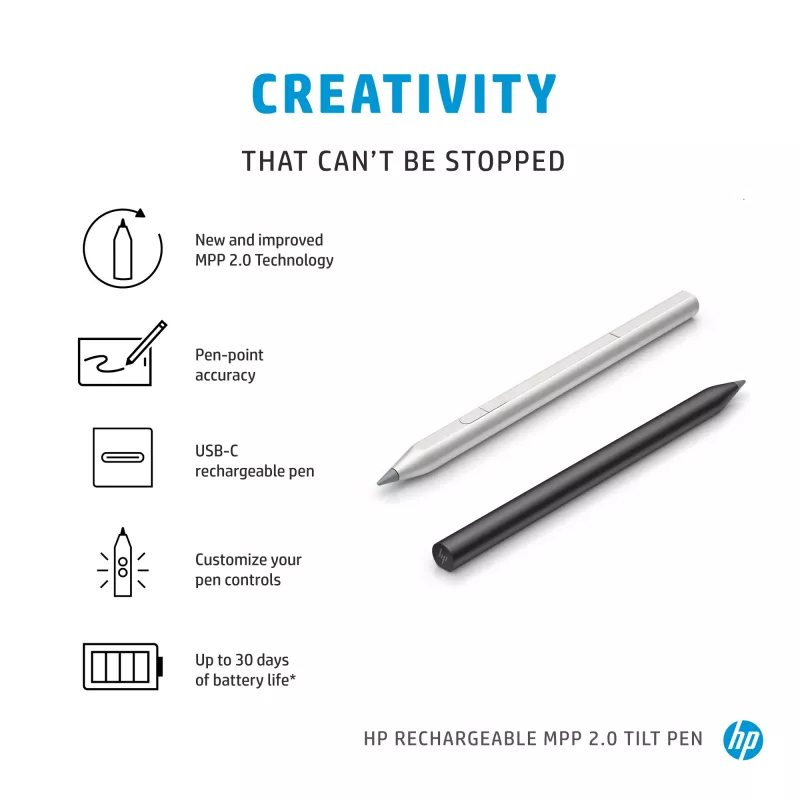 HP nabíjateľné MPP 2.0 Tilt pero (čierna), notebook, HP, čierna, 1 mesiac, Čína, Home