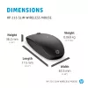 HP 235 tenká bezdrôtová myš, obojručná, optická, RF Wireless, 1600 DPI, čierna