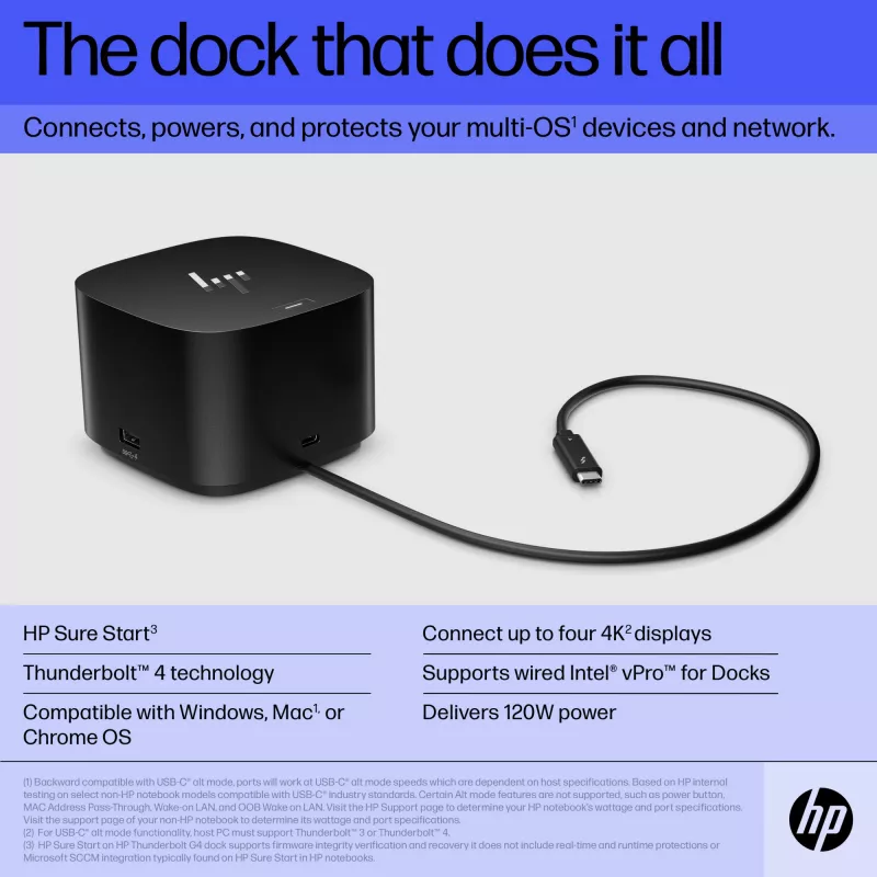 HP Thunderbolt Dock 120W G4 káblová dokovacia stanica čierna Thunderbolt 4