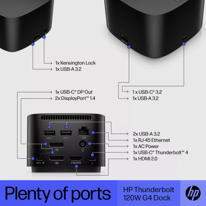 HP Thunderbolt Dock 120W G4 káblová dokovacia stanica čierna