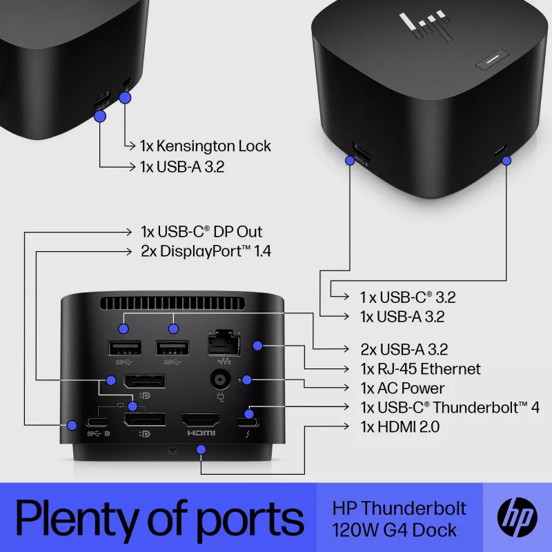 HP Thunderbolt Dock 120W G4 káblová dokovacia stanica čierna