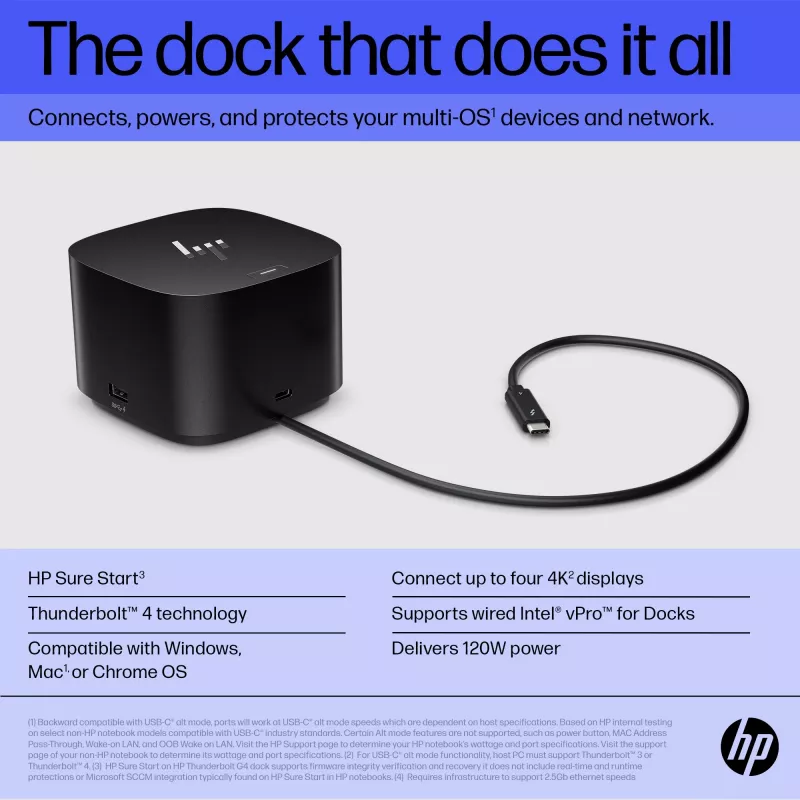 HP Thunderbolt Dock 120W G4 káblová dokovacia stanica čierna