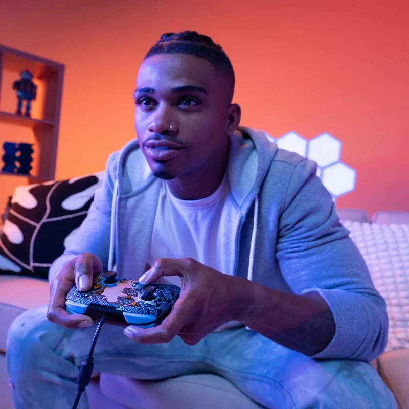 PDP Nintendo Switch Sheikah Shoot REMATCH GLOW ovládač, gamepad, Nintendo Switch, Nintendo Switch Lite, Nintendo Switch OLED, D-pad, Home tlačidlo, analógový / digitálny, káblový, USB