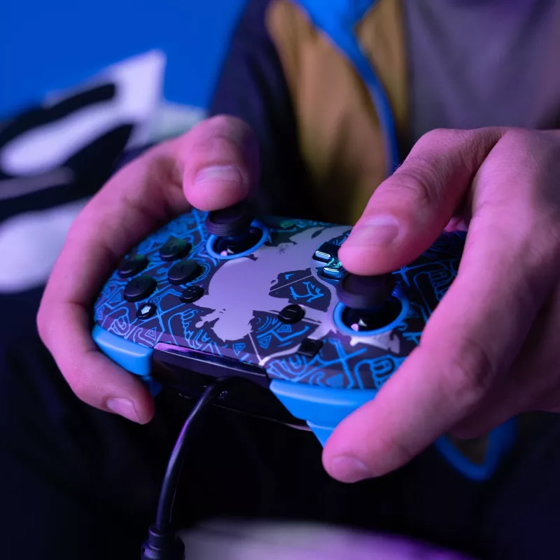 PDP Nintendo Switch Sheikah Shoot REMATCH GLOW ovládač, gamepad, Nintendo Switch, Nintendo Switch Lite, Nintendo Switch OLED, D-pad, Home tlačidlo, analógový / digitálny, káblový, USB