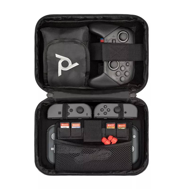 PDP Commuter Case - Elite Edition, puzdro, Nintendo, čierna, sivá, Nintendo Switch, Nintendo Switch Lite, Nintendo Switch OLED, odolná proti pádu, odolná proti poškriabaniu, zips