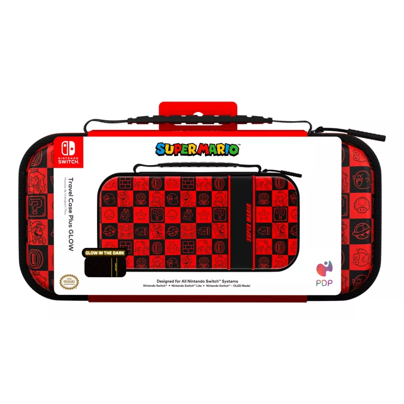 PDP Travel Case Plus GLOW: Super Icon, pre Nintendo Switch, Nintendo Switch Lite, Nintendo Switch – OLED model