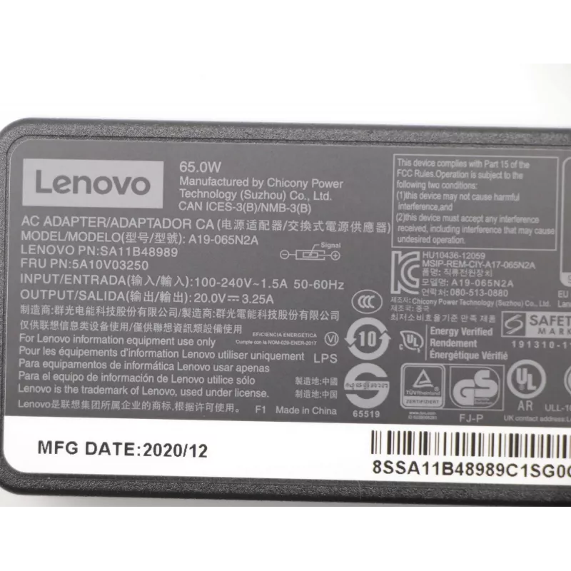 Lenovo 5A10V03250 napájací zdroj/adapter interiérový 65 W čierna