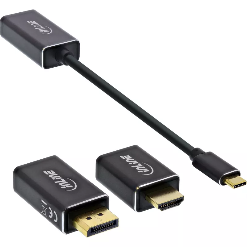 InLine USB prevodník pre displej sada 6-in-1, 4K/60Hz čierna