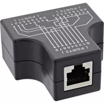InLine Cat.5e STP T-adapter RJ45 samica na 2x RJ45 samica čierna