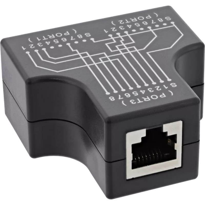 InLine Cat.5e STP T-adapter RJ45 samica na 2x RJ45 samica čierna