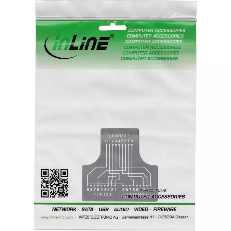 InLine Cat.5e STP T-adapter RJ45 samica na 2x RJ45 samica čierna