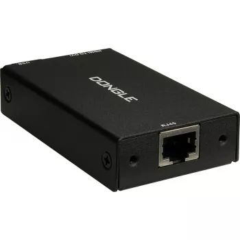 Rozhranový adaptér INTER-TECH KT-150D — RJ-45 (konektor samica) na DVI-D, káblový, max. 1980×1080, vrátane kábla USB-A na B, kov, čierny