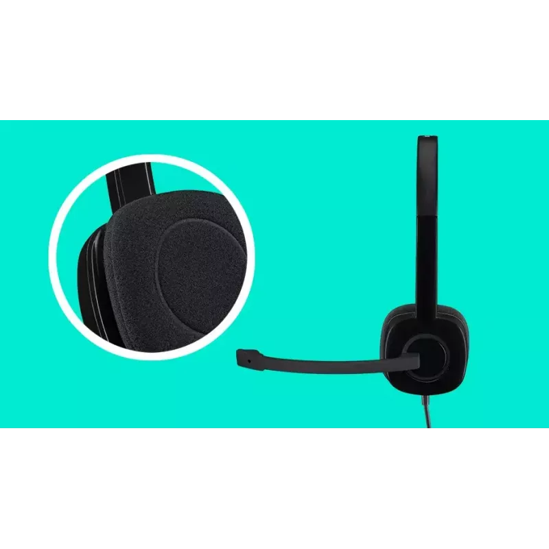 Logitech H151 stereo slúchadlá s mikrofónom s potlačením hluku, drôtové, čierne