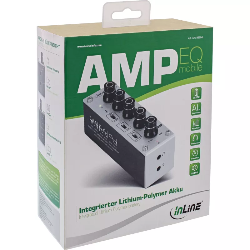 InLine AmpEQ mobile, Tri-Tone Hi-Res AUDIO predzosilňovač a slúchadlový zosilňovač, 3,5 mm stereo