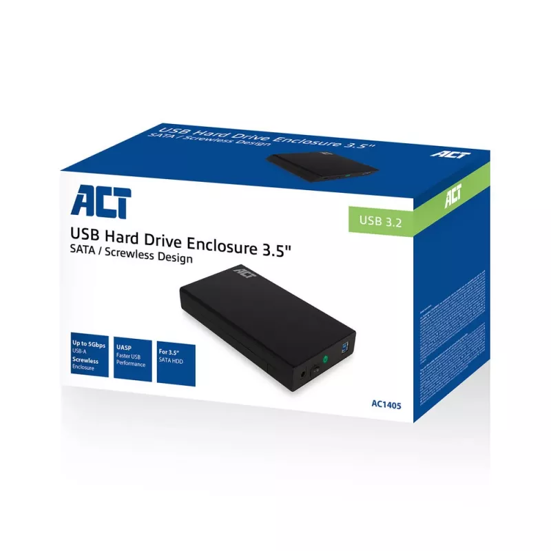 HDD/SSD puzdro ACT AC1405 3,5 palca SATA USB 3.2 Gen1 čierne