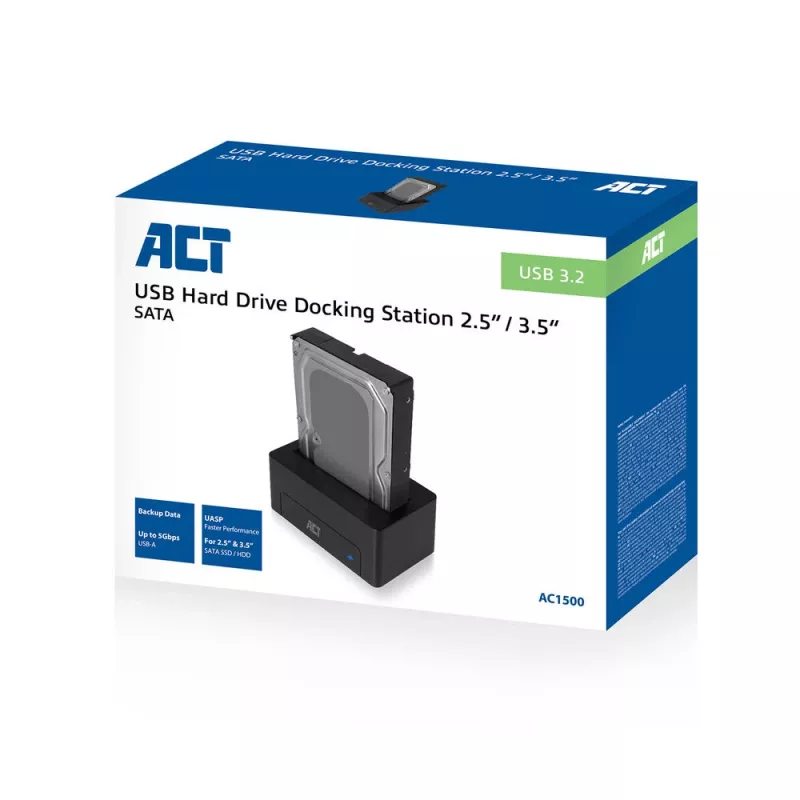 ACT 2,5 palca/3,5 palca SATA HDD/SSD dokovacia stanica USB 3.2 Gen1 čierna