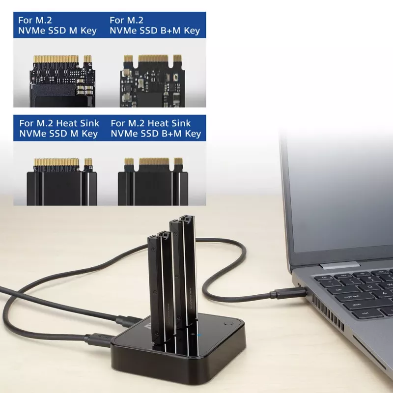 ACT M.2 NVMe/PCIe duálna SSD dokovacia klonovacia stanica, USB-C 3.2 Gen2