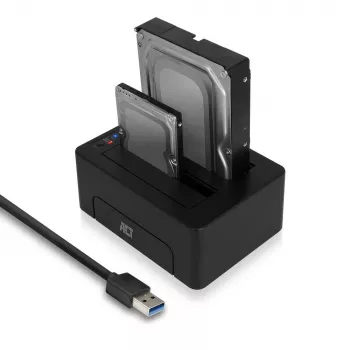 ACT 2,5 palca a 3,5 palca SATA duálna HDD/SSD dokovacia stanica, USB 3.2 Gen1