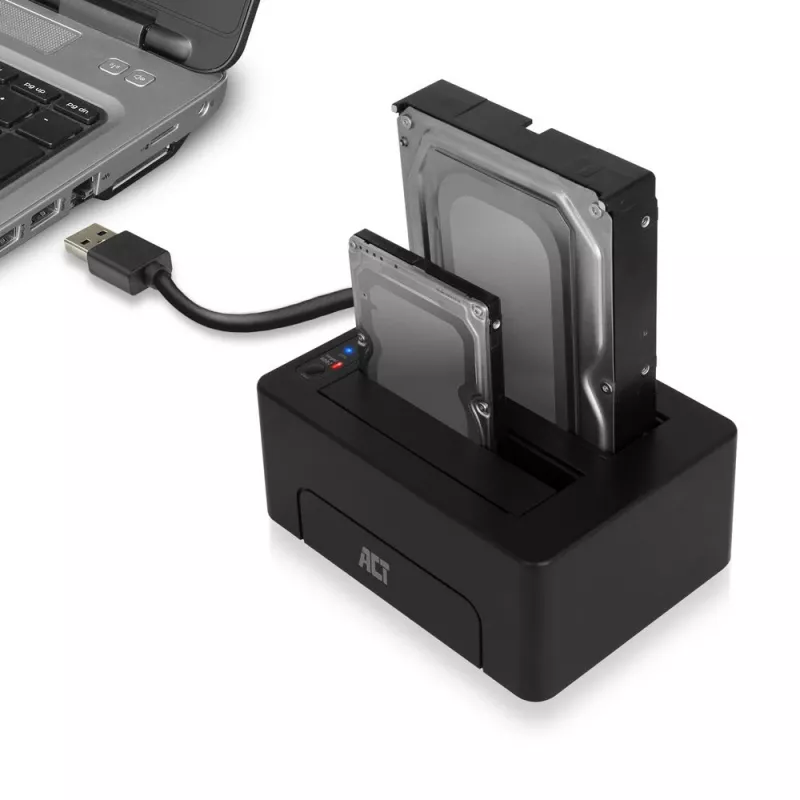 ACT 2,5 palca a 3,5 palca SATA duálna HDD/SSD dokovacia stanica, USB 3.2 Gen1