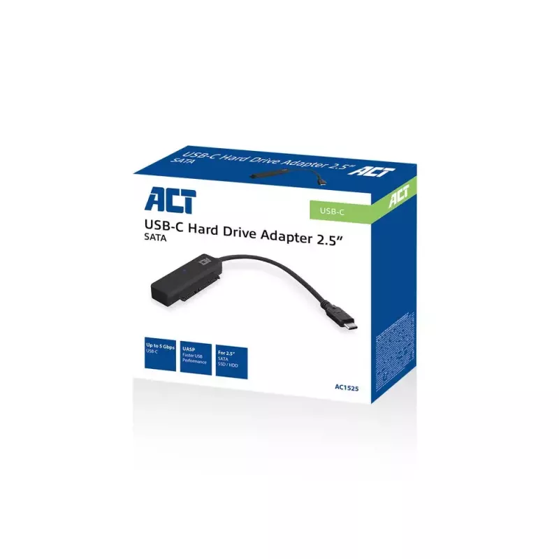 ACT USB-C adaptérový kábel pre 2,5-palcový SATA pevný disk/SSD AC1525 0,15 m čierny
