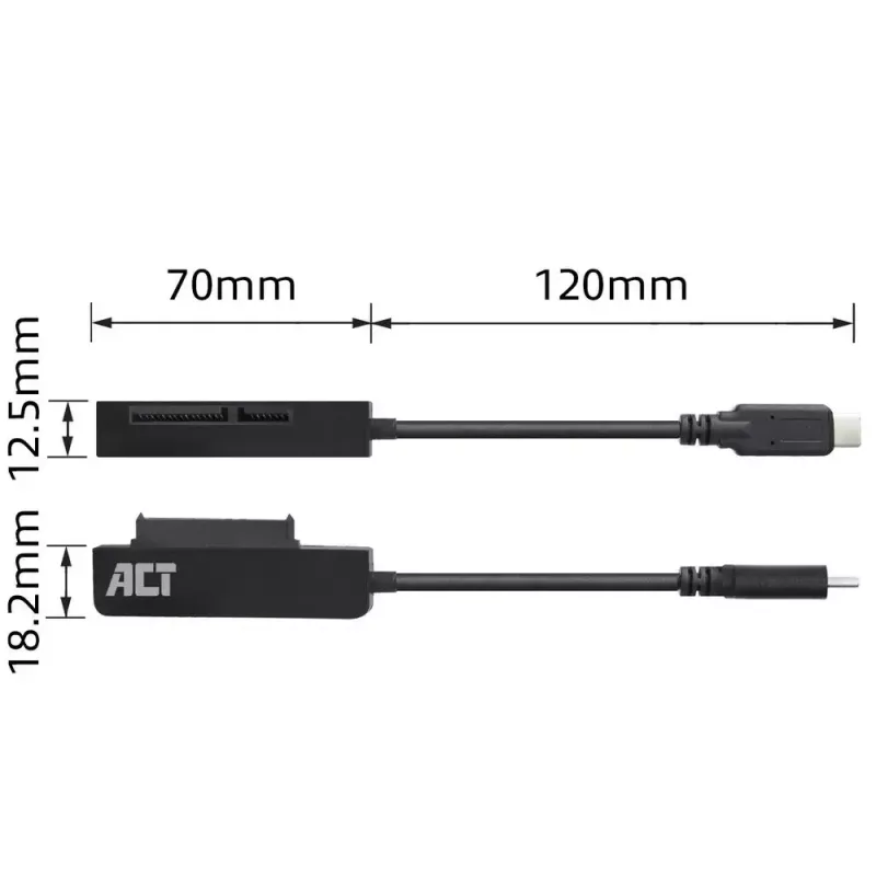 ACT USB-C adaptérový kábel pre 2,5-palcový SATA pevný disk/SSD AC1525 0,15 m čierny