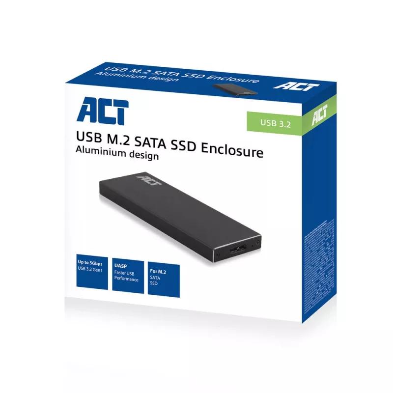 SSD puzdro ACT M.2 USB 3.2 Gen1 čierne 5 Gbit/s