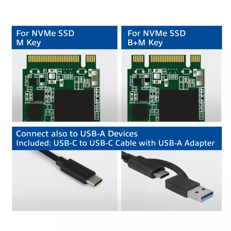 SSD puzdro ACT AC1615 USB-C M.2 NVMe PCIe 10 Gbit/s čierne