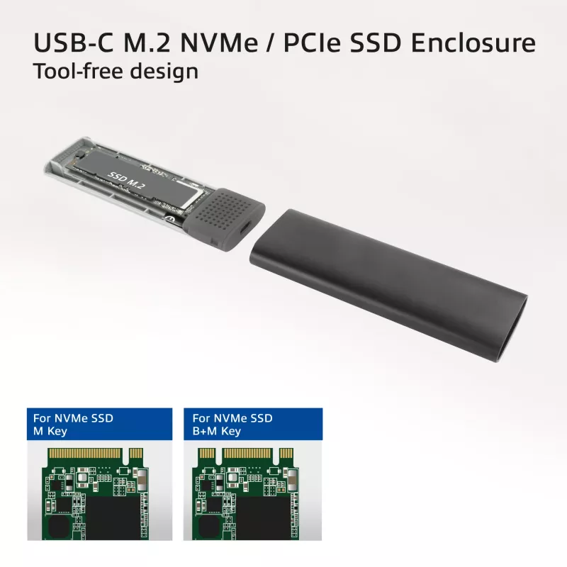 SSD puzdro ACT AC1615 USB-C M.2 NVMe PCIe 10 Gbit/s čierne