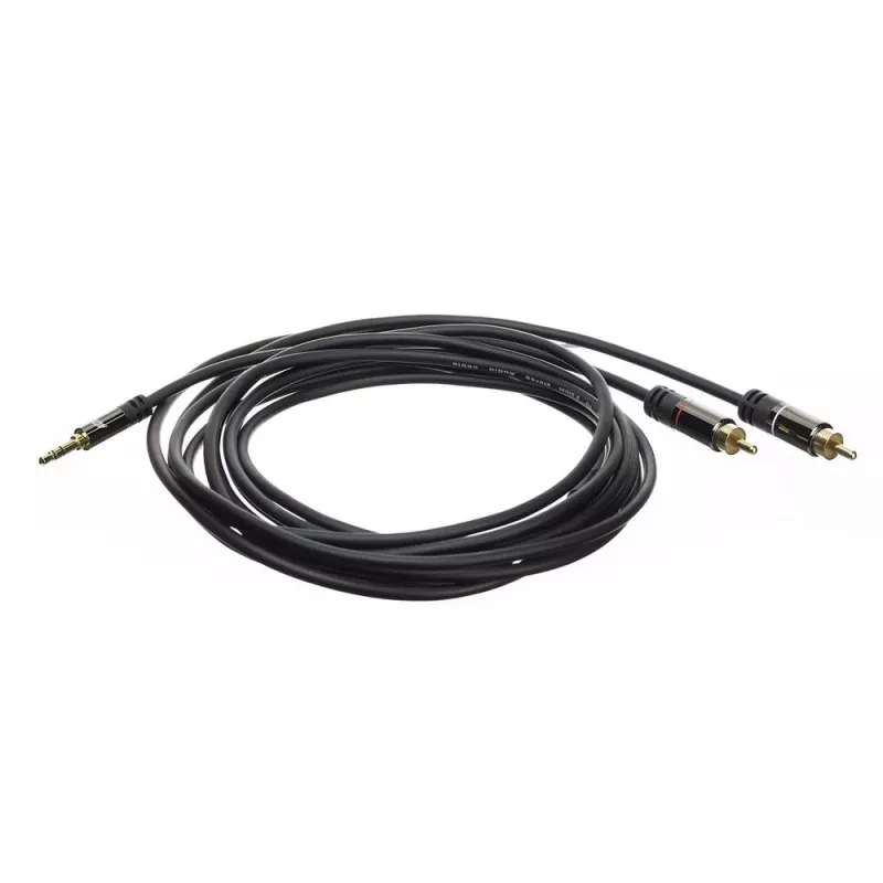 Audio kábel ACT AC3605 1,5 m 3,5 mm na 2 x RCA čierny