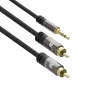 ACT 5 metrov kvalitný audio prepojovací kábel 1x 3,5 mm jack konektor samec – 2x cinch konektor samec