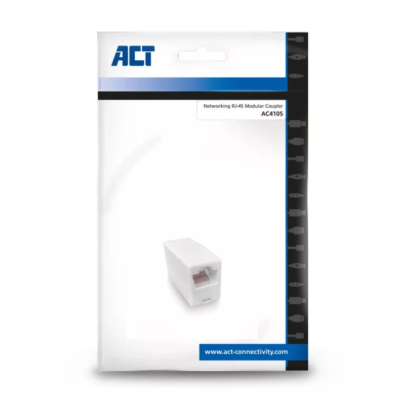 Modulárny RJ-45 konektor samec ACT AC4105 biely pripojenie 1 RJ-45 pripojenie 2 RJ-45