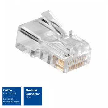 ACT Modulárny CAT5E RJ-45 konektor samec ACT AC4110 strieborný transparentný 10 ks