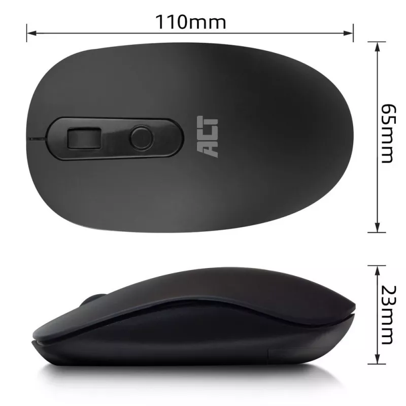 ACT Bezdrôtová myš 1200 DPI, obojručná, RF Wireless, 1200 DPI, čierna