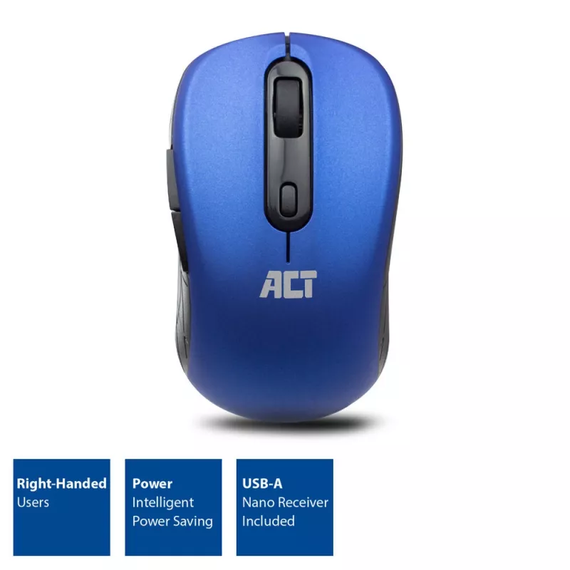 ACT AC5140 obojručná bezdrôtová myš, 1600 DPI, RF Wireless, modrá/čierna