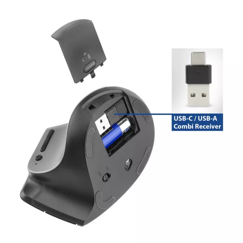 ACT Bezdrôtová ergonomická myš s Bluetooth a USB-C/USB-A