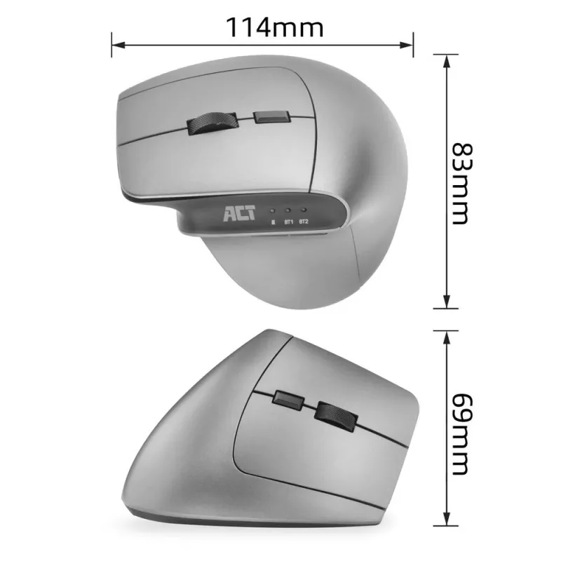 ACT Bezdrôtová ergonomická myš s Bluetooth a USB-C/USB-A