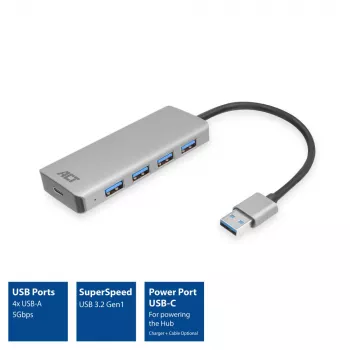 USB Hub ACT AC6121 Type-A 5000 Mbit/s hliník