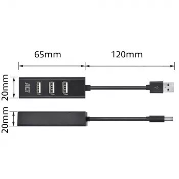 USB Hub ACT AC6205 2.0 480 Mbit/s čierny 0,12m