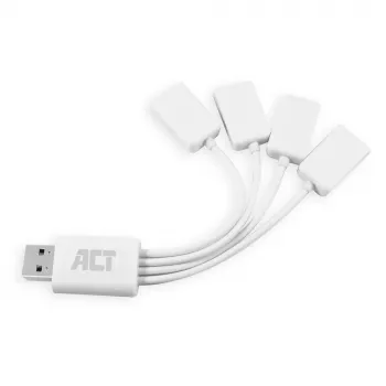 ACT USB Hub 4 port USB-A flexibilný USB 3.2 Gen 1 biely 480 Mbit/s