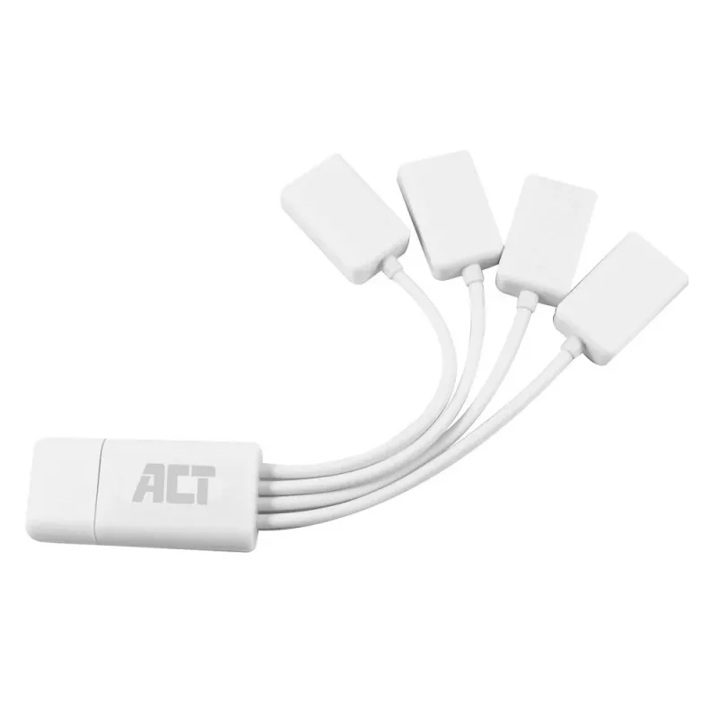 ACT USB Hub 4 port USB-A flexibilný USB 3.2 Gen 1 biely 480 Mbit/s