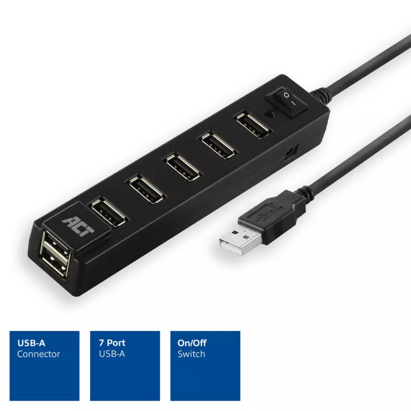 USB Hub ACT AC6215 480 Mbit/s čierny