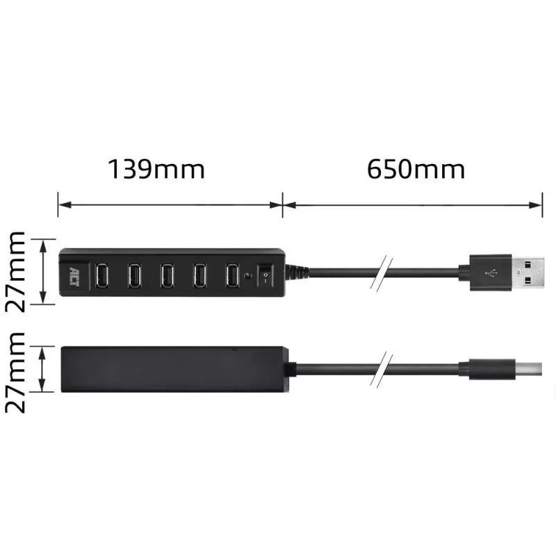 USB Hub ACT AC6215 480 Mbit/s čierny